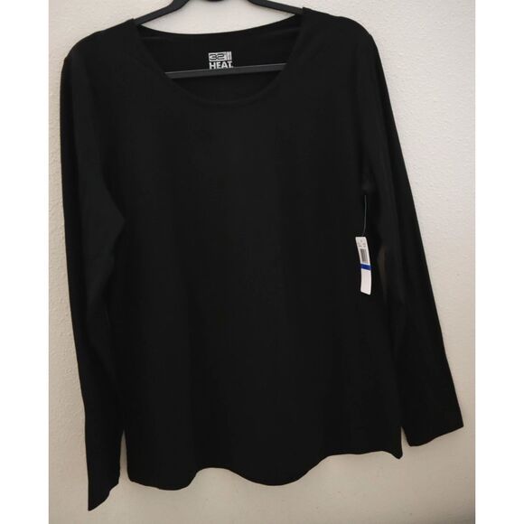 32 DEGREES T4FLP101ME Women's Sz XL Black Long-Sleeve Scoop Neck Top - Picture 1 of 8